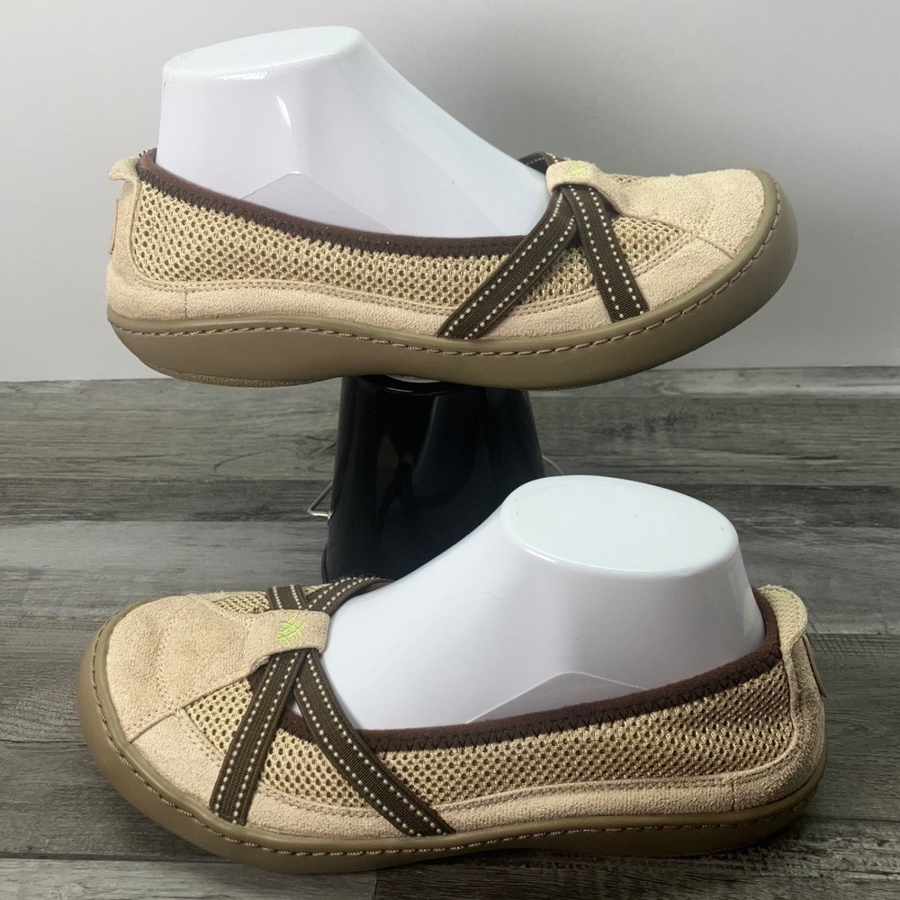 Terrasoles Womens Size 9 Tan Brown Mesh Suede Slip On Comfort Ballet Flats Shoes